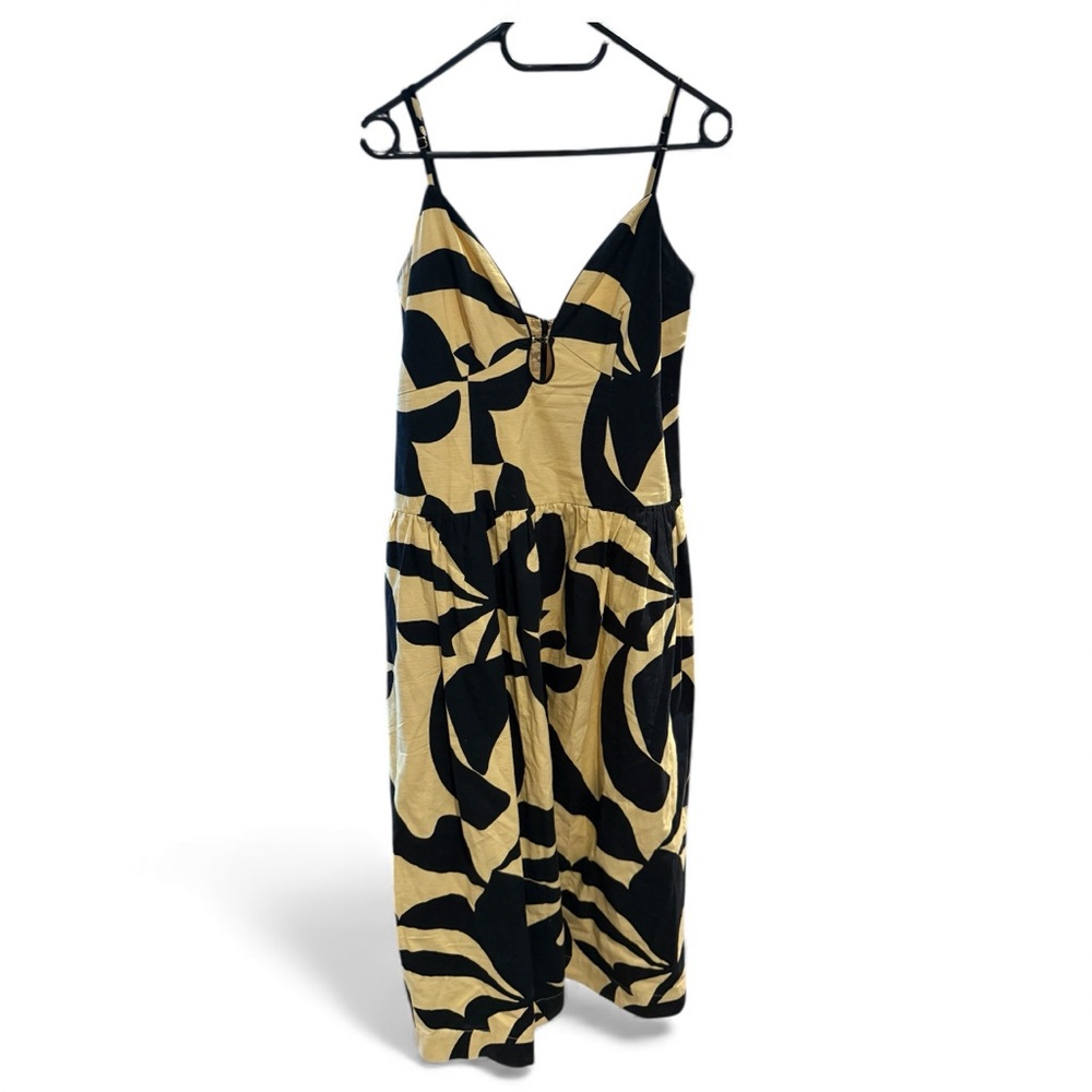 🔥Mon Renn Surreal Abstract Midi Cotton Dress Boho Tropical Print Anthropologie